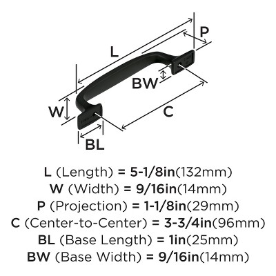 Highland Ridge 3-3/4" Black Bronze Cabinet Pull