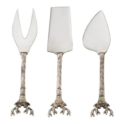 Saro Lifestyle Reindeer Cheese Cutlery, Silver (Set of 3)