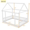 NicBex Twin/Full Size Kids Montessori Bed with House Roof Frame,Floor Bed with Safety Guardrails,Toddler bed for Bedroom,Gray/White/Brown - 3 of 4