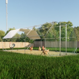 Large Metal Chicken Coop Chicken Run with Waterproof Cover, Outdoor Walk-in Poultry Cage, Duck Rabbit Enclosure Pen for Yard, Farm, Backyard - 1 of 4