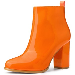 Allegra K Women's Round Toe Zipper Chunky Heels Ankle Boots - 1 of 4