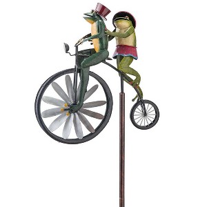 Wind & Weather Frogs on a Vintage Bicycle Metal Wind Spinner - 1 of 1