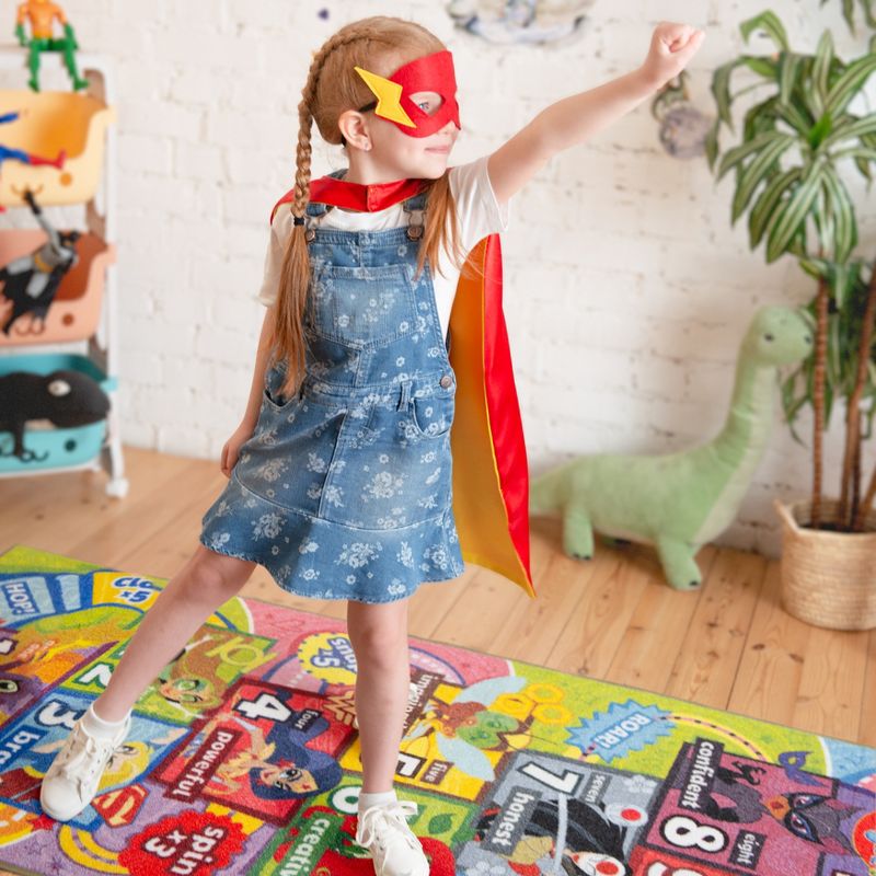 KC CUBS | DC Super Hero Girls Kids Hopscotch Number Counting Educational Learning & Game Play Nursery Bedroom Classroom Rug Carpet, 2' 7" x 6' 0", 3 of 11