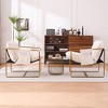 TiramisuBest Set of 2 Upholstered Armchairs with Arm Pockets, Gold-Plated Metal Frame, Skin-Friendly Fabric for Living & Bedroom (Beige) - 3 of 4