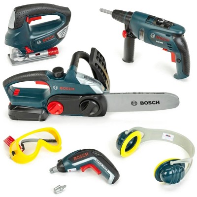 Bosch Kids' 4-Piece Blue and Gray Power Tool Set with Accessories