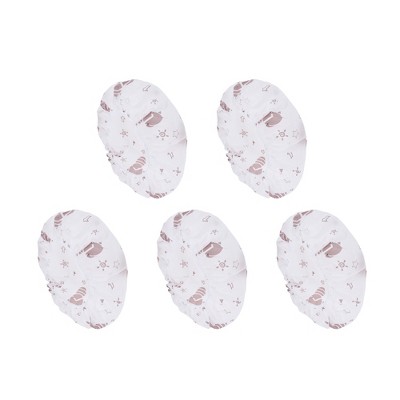 Unique Bargains Print Single Layer Shower Cap 5 Pcs