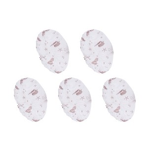 Unique Bargains Print Single Layer Shower Cap 5 Pcs - 1 of 4