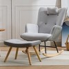 35.5-inch rocking chair, cotton and linen cushioned gliding chair with high backrest armrests, living room and bedroom - 3 of 4