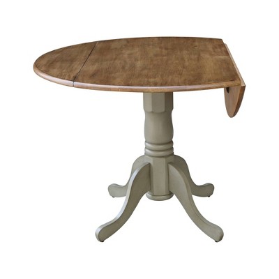 Casual Round Wood Extendable Dining Table in Distressed Hickory