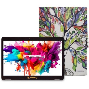 LINSAY 10.1"Octa Core 128GB Storage Android 14 Tablet with Ocean Marble Case - 1 of 3