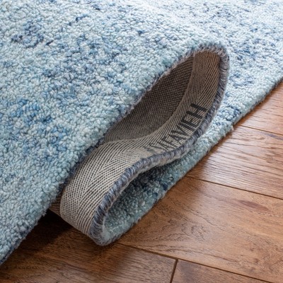 Light Blue Hand-Tufted Wool Square Area Rug, 6 x 6 ft