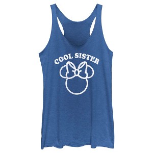 Women's Minnie Mouse Distressed Cool Sister Racerback Tank Top - 1 of 4