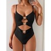Eomenie One Piece Swimsuit for Women Cutout Monokini Sexy Bathing Suit Metal Swim Suit - 2 of 3