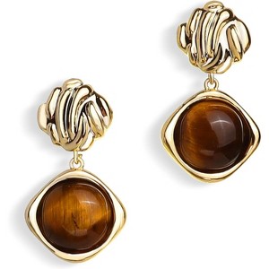 Gold Chunky Dangle Drop Stud Earrings - Vintage Statement Jacket Earrings, Hypoallergenic Jewelry Gift - 1 of 4