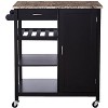 Kings Brand Furniture Wood & Marble Finish Top Kitchen Storage Cabinet Cart - 2 of 4