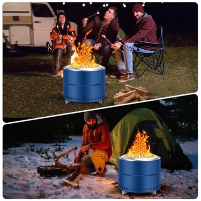 19.5 Inch Smokeless Fire Pit, Portable Outdoor Wood Fire Pit with Carry Bag for Camping, Patio, and Garden