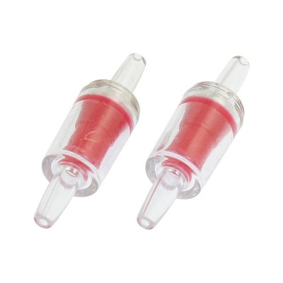 Unique Bargains Fish Tank Aquarium Plastic Straight Way Air Flow Control Valves Clear Red 2 Pcs