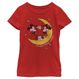 Girl's Disney Mickey and Minnie I Love You to the Moon and Back T-Shirt - 1 of 4
