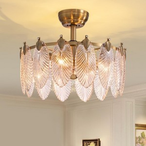 Ludomide 20" Mid Century Gold Crystal Chandelier Ceiling Fan with Light and Remote Control, Caged Chandelier Fandelier for Bedroom - 1 of 4