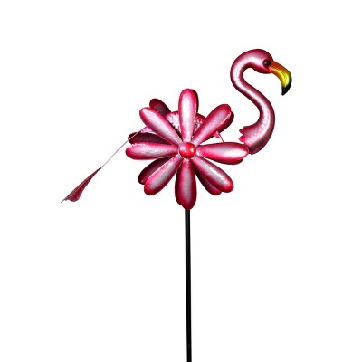 75" Metal Flamingo Double Sided Spinner Stake Pink - Exhart