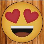 Deerlux Emoji Style Round Funny Smiley Face Kids Area Rug, Heart Eyes Emoji Rug
