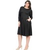 Plus Size Long Sleeve Fit and Flare Midi Dress - 24seven Comfort Apparel™ - 2 of 4