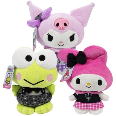 Hello Kitty and Friends 8" Punks Plush 3-Pack - Keroppi, My Melody, and Kuromi - Punks Edition-Officially Licensed Jazwares Stuffed Animals- Great