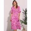 INSPIRE CHIC Women's V-neck Ruffled Hem Smocked Waist Floral Midi Dress - 4 of 4
