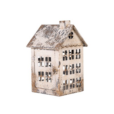 Rustic Vintage Metal House Candle Holder for Home Decor, Antique Look, 1pc