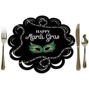Big Dot of Happiness Mardi Gras - Masquerade Party Round Table Decorations - Paper Chargers - Place Setting For 12 - 1 of 4