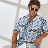 Campus Sutra Men Men's Sky Blue & Cloud Grey Bohemian Impressions Oversized Shirt - 2 of 4