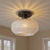 DORESshop 9.5 in. 1-Light Black Semi Flush Bowl Ceiling Light, Vintage Glass Farmhouse Fixture for Hallway, Bedroom, Kitchen - 2 of 4