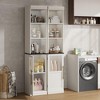 Narrow Bathroom Cabinet, 70" H Tall Slim Storage Cabinet with Glass Door and Open Shelves, Freestanding Storage Cabinets - 3 of 4