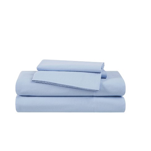 The Farmhouse by Rachel Ashwell King 4pc Washed Cotton Sheet Set Blue: 200 Thread Count, Includes 2 Pillowcases & Fitted Sheet - image 1 of 3