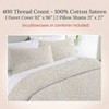 Full/Queen Size Duvet Cover Set, 400 Thread Count Cotton, Sateen Comforter with 2 Pillow Shams, Button Closure, Corner Ties, Beige - 2 of 4
