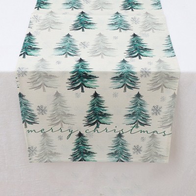 Unique Bargains Table Runner Rectangular Winter Christmas Pattern 26 Linen Colorful 1 Pc