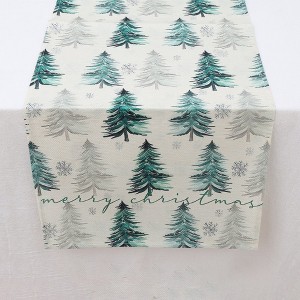 Unique Bargains Table Runner Rectangular Winter Christmas Pattern 26 Linen Colorful 1 Pc - 1 of 3