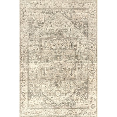 Nuloom 6x9 Machine Washable Rain Haven Vintage Medallion Indoor Area Rug, Grey Non-Slip Backing, Stain Resistant, BedroomLiving Room, Kitchen