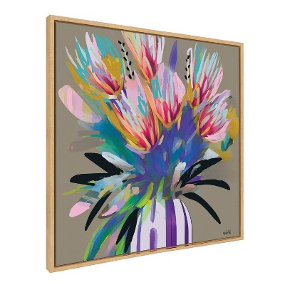 Natural Colorful Painted Floral 30"x30" Canvas Wall Art