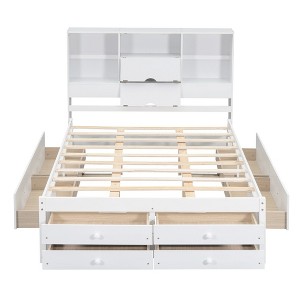 YOOCOZZ Platform Bed with Storage Headboard Shelves and Eight Drawers - 1 of 4