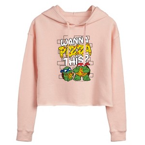 Women's - Teenage Mutant Ninja Turtles Mutant Mayhem - Wanna Piece of This Cropped Graphic Hoodie - 1 of 2