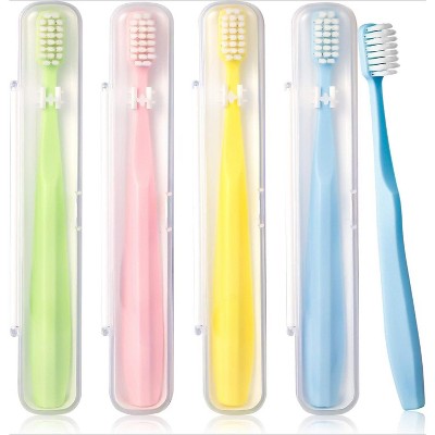 Travel Toothbrush ,4 Pack Extra Soft Toothbrush for Sensitive Teeth, Ultra Soft Bristles for Adults & Elders
