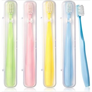 Travel Toothbrush ,4 Pack Extra Soft Toothbrush for Sensitive Teeth, Ultra Soft Bristles for Adults & Elders - 1 of 4