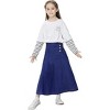 Girls A-Line Denim Midi Skirt Casual Pleated Buttons Over-Knee Skirts with Pocket 3-12Y - 2 of 4