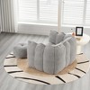 Gulches Gray Chenille Square Bean Bag Seats with Footstool for Living Room & Bedroom - 3 of 4