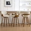 Bekrvio 26" Swivel Counter Stools with Back & Arms, Faux Leather Mid-Century Bar Stools for Kitchen Island, Walnut Frame, Set of 1/2/3/4 - 3 of 4