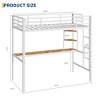 Twin Size Loft Bed with Large Desk and Storage Shelves, Metal Loft Bed with Safety Guardrail and Ladder for Kids and Adults, Space Saving - 3 of 4