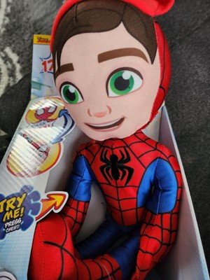 Marvel Spidey and his Amazing Friends - Cuenta con revelación de héroe  secreto de Spidey de peluche, peluche de 12 pulgadas con sonidos, juguetes  para