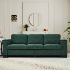 VASIP 67" Modern 2-Seater Loveseat, Soft Polyester Upholstered with Cup Holder and Storage Compartment, Square Arm,for Living Room,Green - 1 of 4