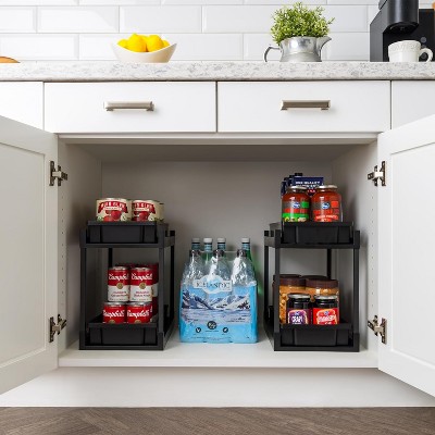 Black 2-Pack 2-Tier Under Sink Organizer with Sliding Drawers